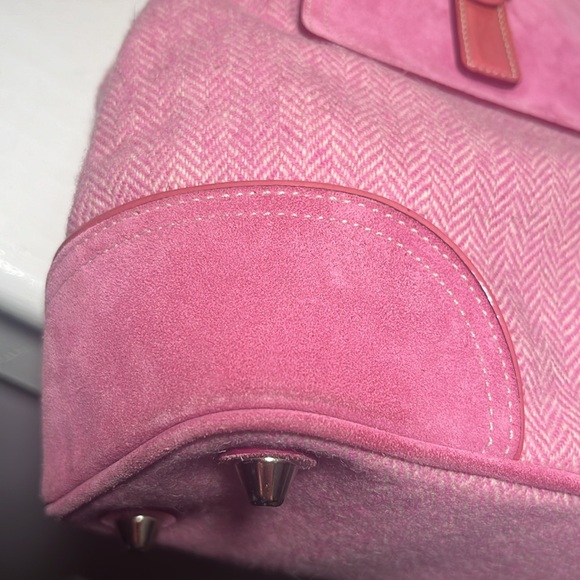 COACH EUC Pink Suede & Tweed Satchel - Picture 7 of 13